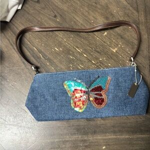 Rampage Denim Mini Bag with Colorful Butterfly